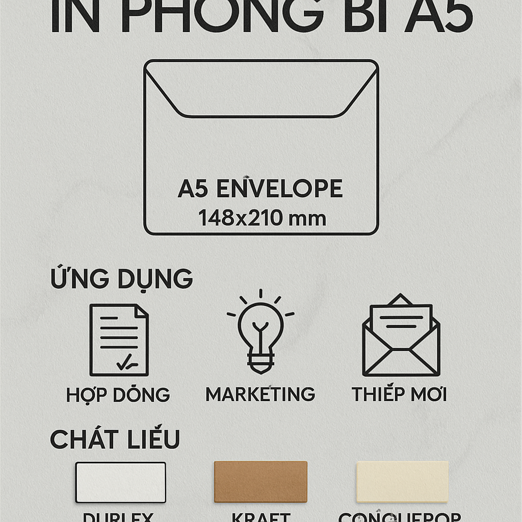 In Phong Bì A5 Chuyên Nghiệp, Giá Rẻ, Đẹp