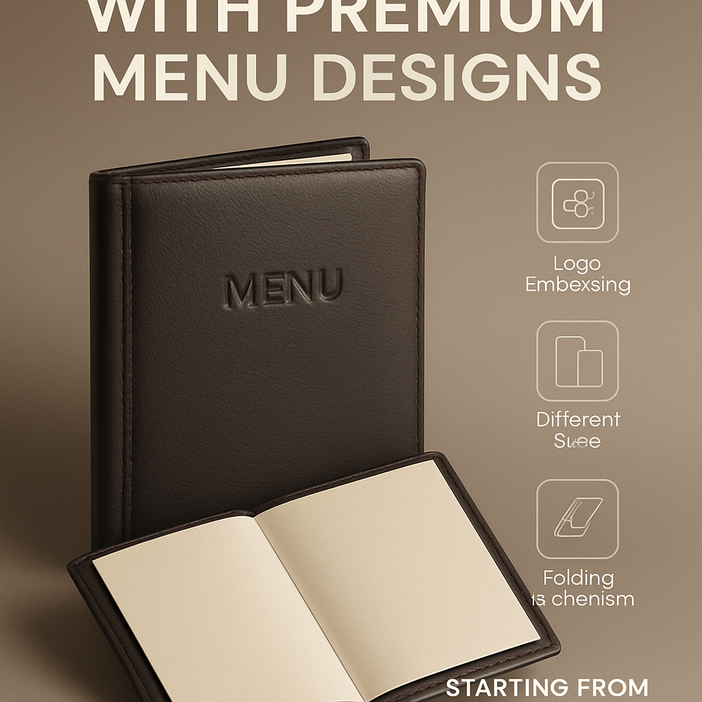 Menu Da Sang Trọng, Bền Đẹp Tùy Chỉnh Logo