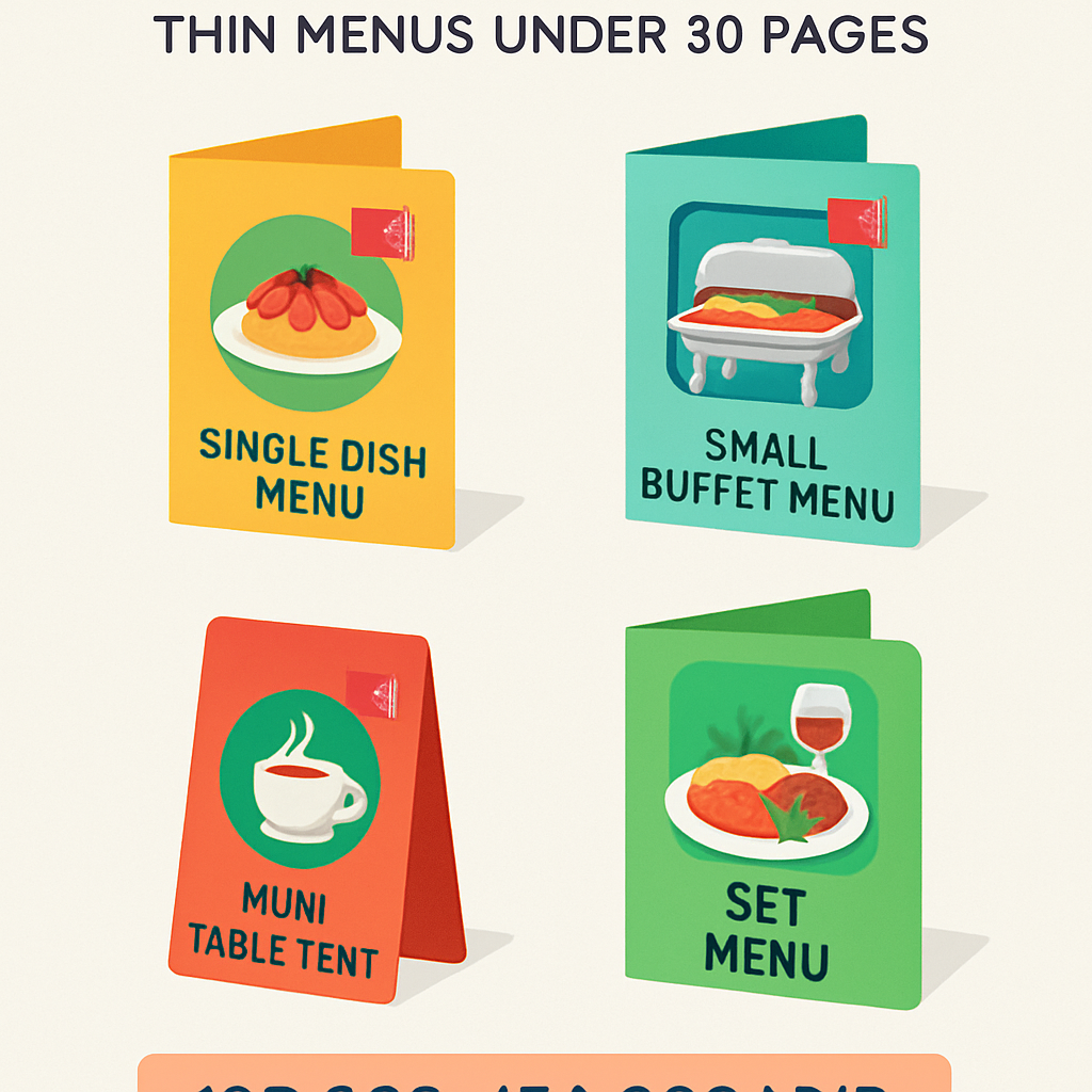 Menu mỏng dùng cho quán nhỏ, tiết kiệm chi phí