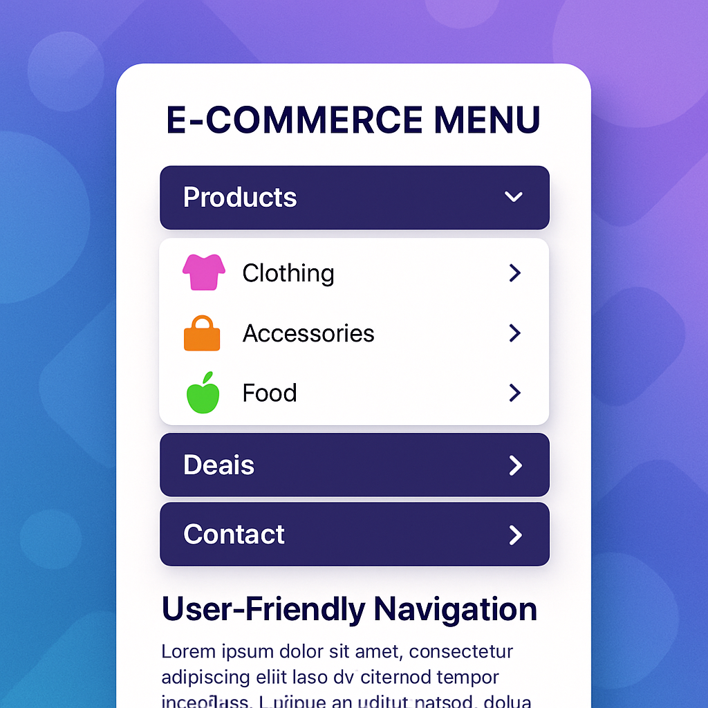 Menu gấp cho website thương mại điện tử