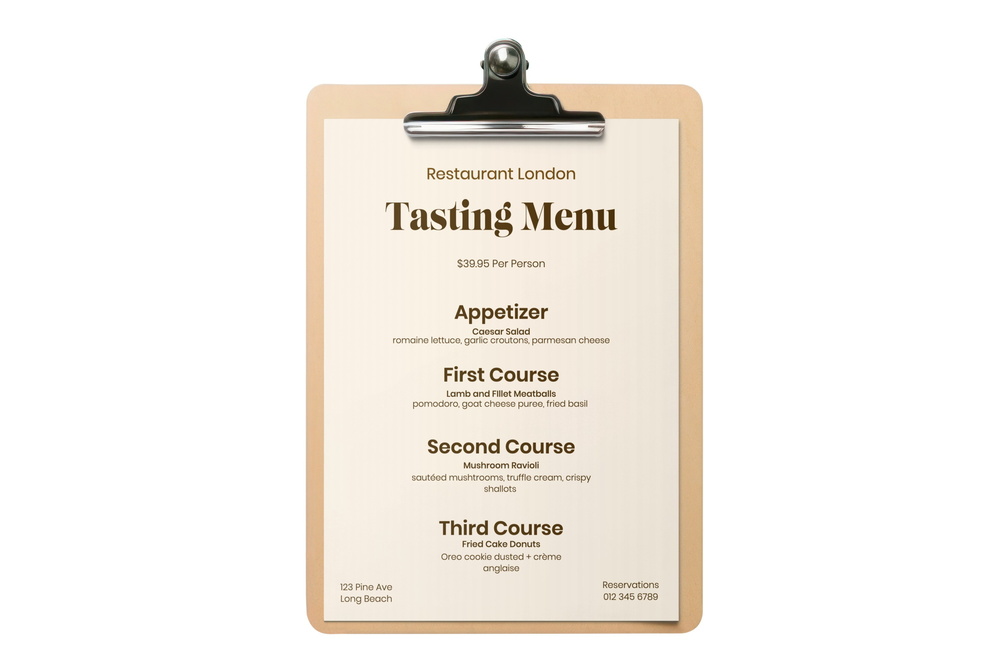 Thiết kế & in ấn menu tasting phong cách minimal – modern classic, giấy mỹ thuật 250–300gsm cao cấp, giúp tăng giá trị thương hiệu và hóa đơn.